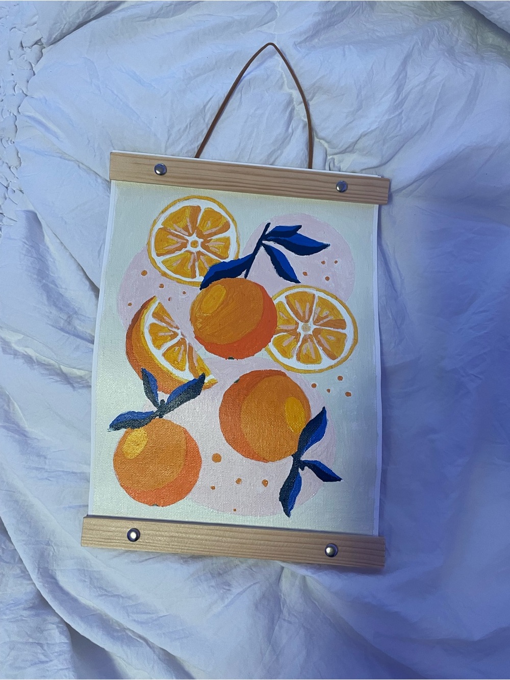Orange paint by number canvas hanging wall art